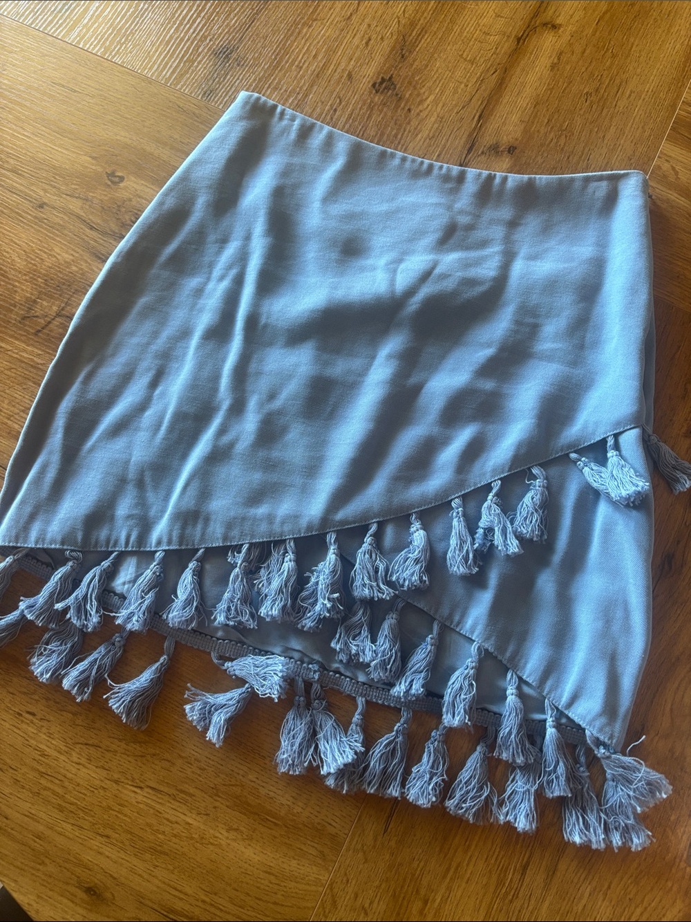 NWT Fate Light Blue Tassel Trim Mini Skirt